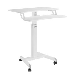 Mobilna stacja robocza z regulacją wysokości i podwójną platformą Ergo Office, do pracy w pozycji stojącej, biała max. 8kg, max