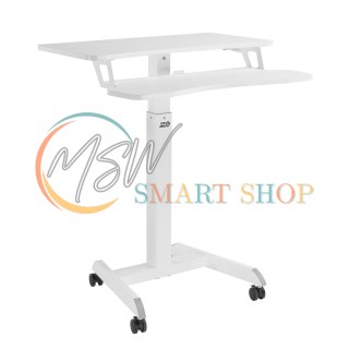 Mobilna stacja robocza z regulacją wysokości i podwójną platformą Ergo Office, do pracy w pozycji stojącej, biała max. 8kg, max