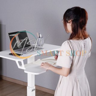 Mobilna stacja robocza z regulacją wysokości i podwójną platformą Ergo Office, do pracy w pozycji stojącej, biała max. 8kg, max