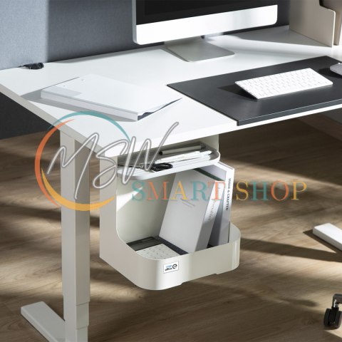 Pojemnik podbiurkowy / organizer z półką na akcesoria Ergo Office, biały, max. 5kg, ER-442