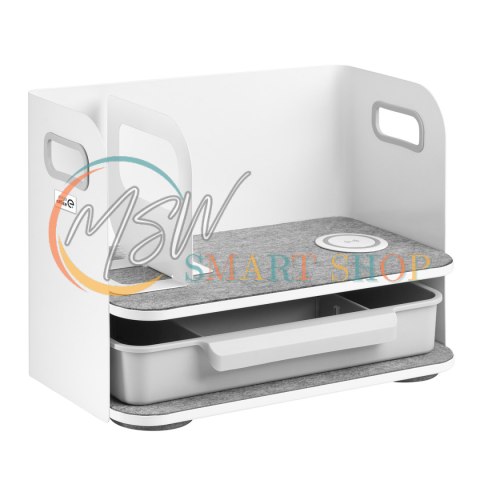 Organizer biurkowy z szufladą i ładowarką bezprzewodową Ergo Office, biały, max. 10kg, ER-441