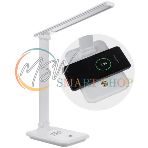 Lampka biurkowa LED Maclean, max. 9W, 220-240V AC, możliwość zmiany barwy, ściemnialna, ładowarka bezprz., 450lm, MCE616 W Lampka biurkowa LED Maclean, max. 9W, 220-240V AC, możliwość zmiany barwy, ściemnialna, ładowarka bezprz., 450lm, MCE616 W