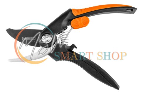 Sekator by-pass 210 mm, zakres do 20 mm, materiał: PP, uchwyt pokryty gumą TPR Sekator by-pass 210 mm, zakres do 20 mm, materiał: PP, uchwyt pokryty gumą TPR