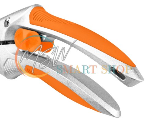 Sekator kowadełkowy 210 mm, zakres do 20 mm, aluminiowy, uchwyt pokryty gumą TPR Sekator kowadełkowy 210 mm, zakres do 20 mm, aluminiowy, uchwyt pokryty gumą TPR