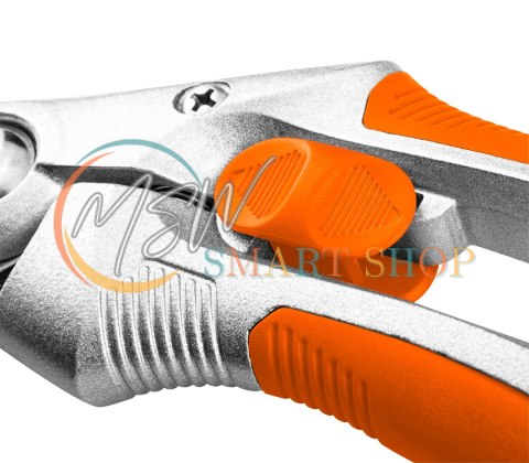 Sekator kowadełkowy 210 mm, zakres do 20 mm, aluminiowy, uchwyt pokryty gumą TPR Sekator kowadełkowy 210 mm, zakres do 20 mm, aluminiowy, uchwyt pokryty gumą TPR