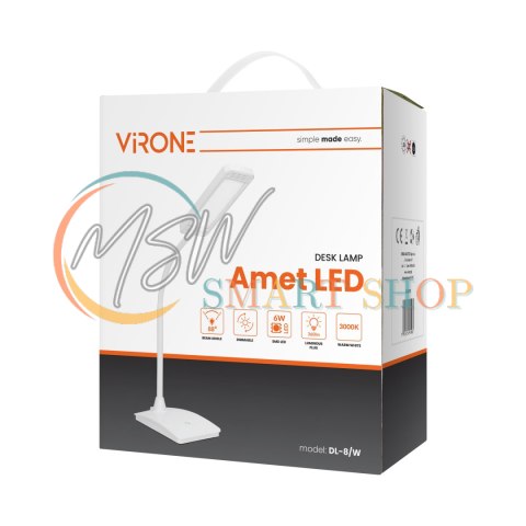 AMET LED DIM 6W, lampka biurkowa, 360lm, 3000K, biała, funkcja ściemniania