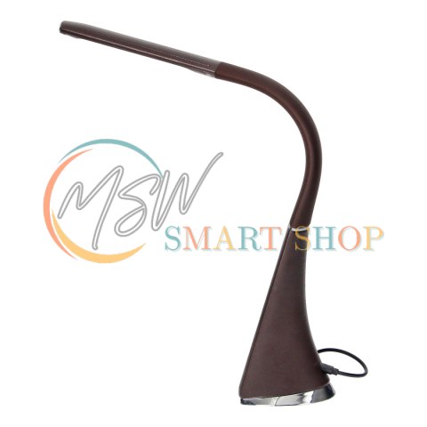 DOLOMIT LED 5W, lampka biurkowa z budzikiem, 400lm, 4000K, brązowa
