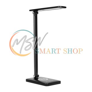 ISIYO LED 7W Lampka biurkowa z ładowarką indukcyjną i USB, 390lm, 3000-4000-6000K, zmiana temperatury barwowej i funkcja ściemni