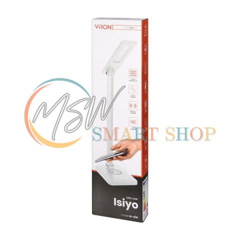 ISIYO LED 7W Lampka biurkowa z ładowarką indukcyjną i USB, 390lm, 3000-4000-6000K, zmiana temperatury barwowej i funkcja ściemni