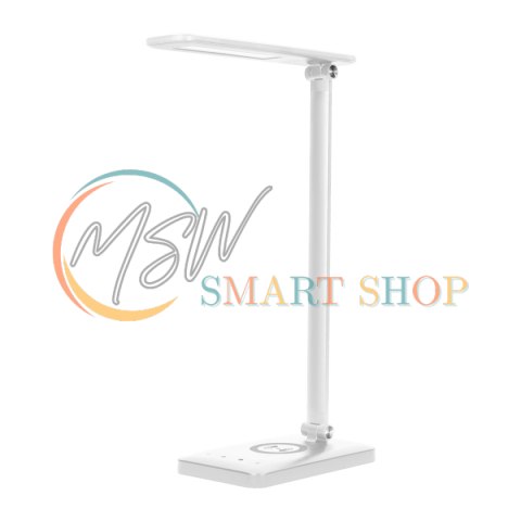 ISIYO LED 7W Lampka biurkowa z ładowarką indukcyjną i USB, 390lm, 3000-4000-6000K, zmiana temperatury barwowej i funkcja ściemni