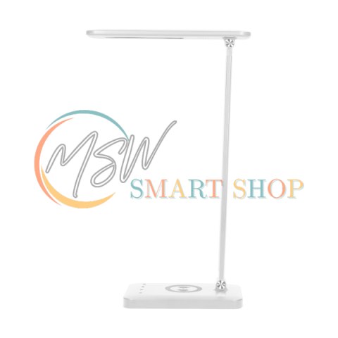 ISIYO LED 7W Lampka biurkowa z ładowarką indukcyjną i USB, 390lm, 3000-4000-6000K, zmiana temperatury barwowej i funkcja ściemni