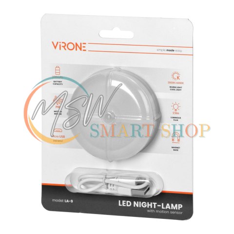 Lampka nocna LED z czujnikiem ruchu, ładowalna, samoprzylepna, 3000/6000K