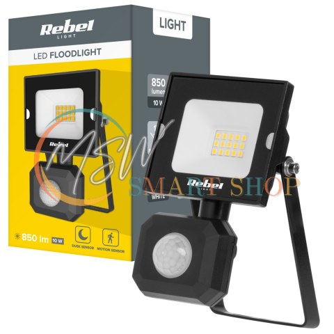 Reflektor LED 10W z sensorem ruchu i zmierzchu, 4000K, 230V Reflektor LED 10W z sensorem ruchu i zmierzchu, 4000K, 230V