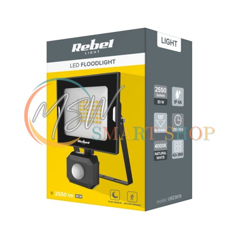 Reflektor LED 30W z sensorem ruchu i zmierzchu, 4000K, 230V Reflektor LED 30W z sensorem ruchu i zmierzchu, 4000K, 230V