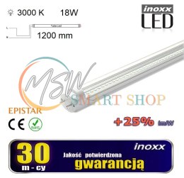 Świetlówka led 120cm 18w t8 3000k g13 ciepła przezroczysta jednostronna