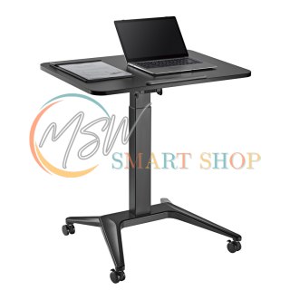 Mobilne biurko stolik na laptop Maclean, czarne, pneumatyczna regulacja wysokości, 80x52cm, 8kg max, 109cm wys, MC-453B