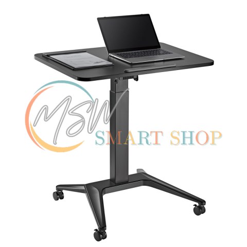 Mobilne biurko stolik na laptop Maclean, czarne, pneumatyczna regulacja wysokości, 80x52cm, 8kg max, 109cm wys, MC-453B