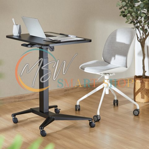 Mobilne biurko stolik na laptop Maclean, czarne, pneumatyczna regulacja wysokości, 80x52cm, 8kg max, 109cm wys, MC-453B