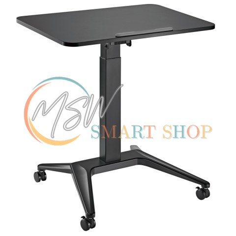 Mobilne biurko stolik na laptop Maclean, czarne, pneumatyczna regulacja wysokości, 80x52cm, 8kg max, 109cm wys, MC-453B