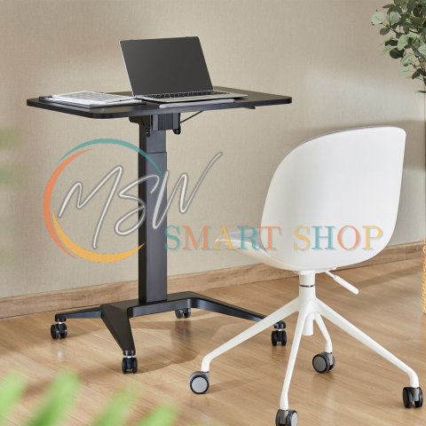 Mobilne biurko stolik na laptop Maclean, czarne, pneumatyczna regulacja wysokości, 80x52cm, 8kg max, 109cm wys, MC-453B