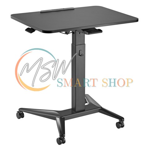Mobilne biurko stolik na laptop Maclean, czarne, pneumatyczna regulacja wysokości, 80x52cm, 8kg max, 109cm wys, MC-453B