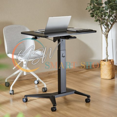 Mobilne biurko stolik na laptop Maclean, czarne, pneumatyczna regulacja wysokości, 80x52cm, 8kg max, 109cm wys, MC-453B