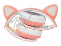 32-821# Słuchawki bt 5.0 led różowe uszy