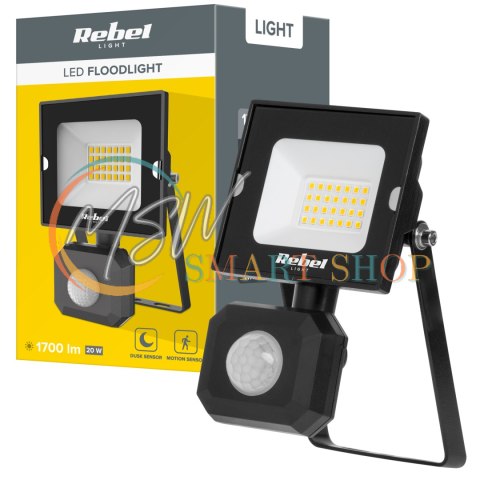 Reflektor LED 20W z sensorem ruchu i zmierzchu, 4000K, 230V Reflektor LED 20W z sensorem ruchu i zmierzchu, 4000K, 230V