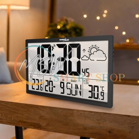 Zegar ścienny LCD bardzo duży GreenBlue, temperatura, data, GB218