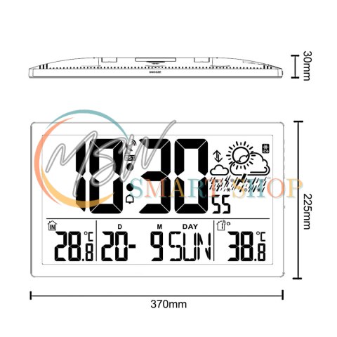 Zegar ścienny LCD bardzo duży GreenBlue, temperatura, data, GB218