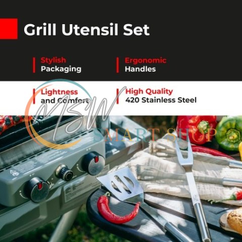 AD 6729 Sztućce do grilla ? zestaw w aluminiowej walizce AD 6729 Sztućce do grilla ? zestaw w aluminiowej walizce
