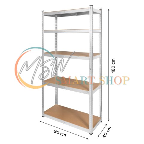 Regał metalowy magazynowy 180x90x40 srebrny Rebel