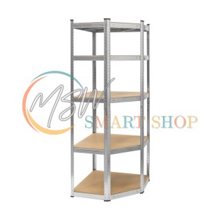 Regał metalowy magazynowy narożny 180x40x70 srebrny Rebel