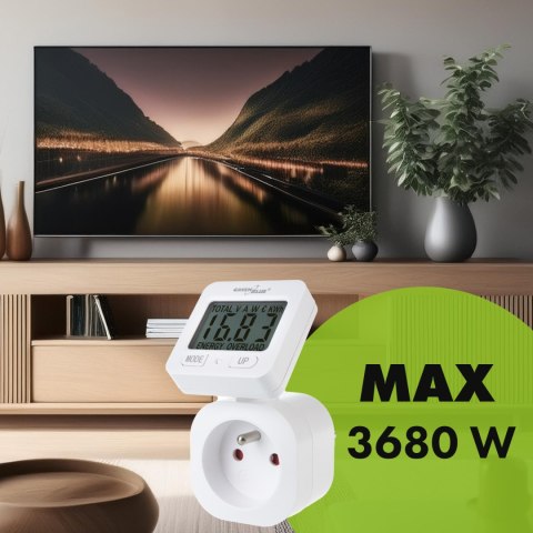Miernik energii GreenBlue, watomierz, 16A, max. 3680W, podtrz.pamięci, GB615 E Miernik energii GreenBlue, watomierz, 16A, max. 3680W, podtrz.pamięci, GB615 E