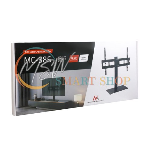Uniwersalny stojak do TV Maclean, na szafkę RTV, podstawka, max. 40kg, max. VESA 600x400, dla TV 32-75", MC-386