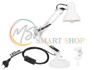 44-167# Lampka biurkowa led lb-22 kreślarska 2w1 e27 biała
