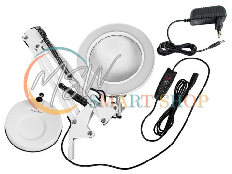 44-168# Lampka biurkowa led lb-23 biała z lupą 44-168# Lampka biurkowa led lb-23 biała z lupą