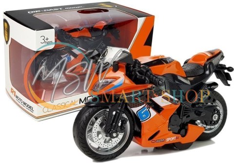 Motocykl z Napędem Frykcyjnym Dźwięki Motor 1:14 Pomarańczowy Motocykl z Napędem Frykcyjnym Dźwięki Motor 1:14 Pomarańczowy