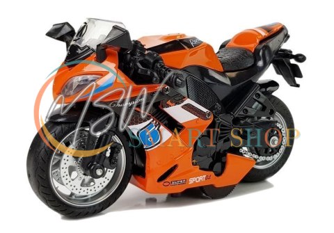 Motocykl z Napędem Frykcyjnym Dźwięki Motor 1:14 Pomarańczowy Motocykl z Napędem Frykcyjnym Dźwięki Motor 1:14 Pomarańczowy