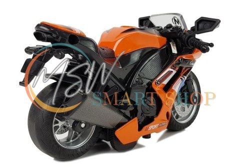 Motocykl z Napędem Frykcyjnym Dźwięki Motor 1:14 Pomarańczowy Motocykl z Napędem Frykcyjnym Dźwięki Motor 1:14 Pomarańczowy