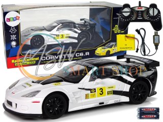 Auto Sportowe Wyścigowe R/C 1:18 Corvette C6.R Biały 2.4 G Światła