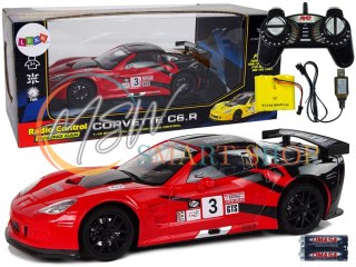 Auto Sportowe Wyścigowe R/C 1:18 Corvette C6.R Czerwony 2.4 G Światła