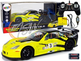 Auto Sportowe Wyścigowe R/C 1:18 Corvette C6.R Żółty 2.4 G Światła