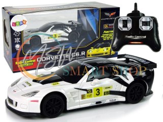 Auto Sportowe Wyścigowe R/C 1:24 Corvette C6.R Biały 2.4 G Światła
