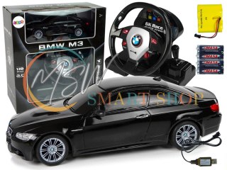 Auto Zdalnie Sterowane BMW M3 Czarny Pilot Kierownica 1:18 Dźwięk Światła