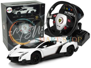 Auto Zdalnie Sterowane Lamborghini Veneno Biały Kierownica Dźwięk Światła