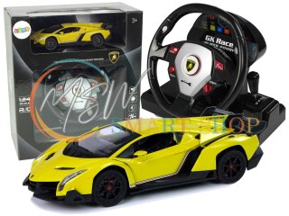 Auto Zdalnie Sterowane Lamborghini Veneno Żółte 2,4 G Pilot Kierownica Dźwięk Światła