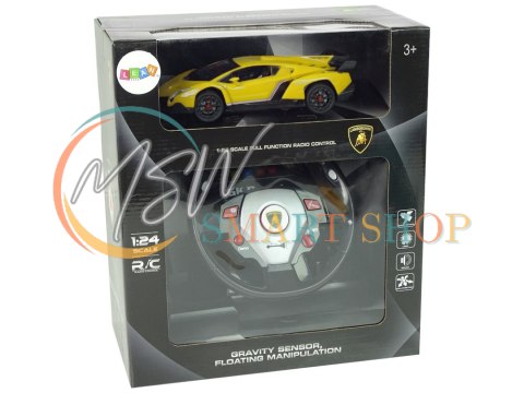 Auto Zdalnie Sterowane Lamborghini Veneno Żółte 2,4 G Pilot Kierownica Dźwięk Światła Auto Zdalnie Sterowane Lamborghini Veneno Żółte 2,4 G Pilot Kierownica Dźwięk Światła