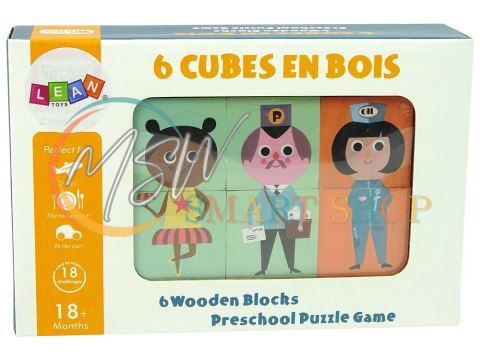 Drewniane Klocki Ułóż Postacie 6 Części Puzzle Kolorowe Drewniane Klocki Ułóż Postacie 6 Części Puzzle Kolorowe