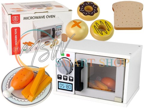 Drewniana Kuchenka Mikrofalowa Mikrofalówka Jedzenie Biała Drewniana Kuchenka Mikrofalowa Mikrofalówka Jedzenie Biała